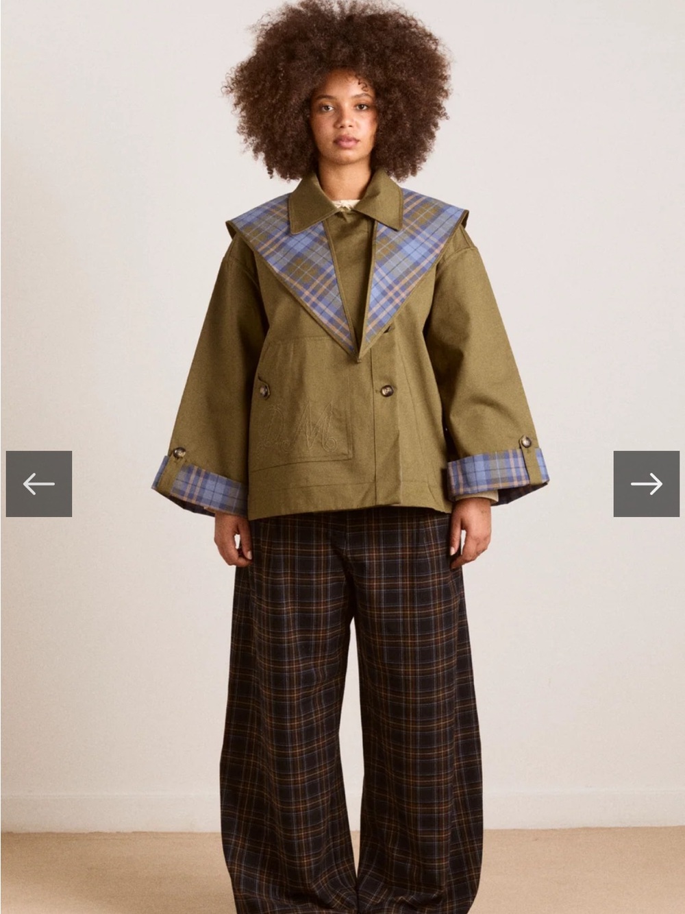 NWT Damson Madder Reversible Jerry Crop Trench Coat - Olive - Picture 3 of 11